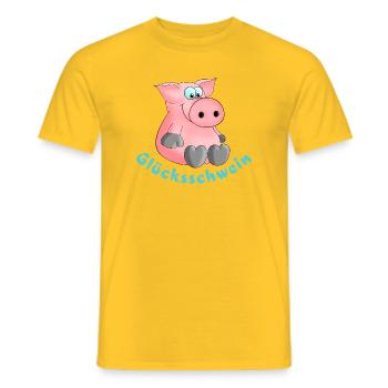 Porc chanceux - porte bonheur - chance - T-shirt homme - jaune - Devant - AI Model Male 178 dark (178cm)