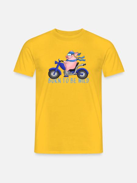 Ulkige Motorradfahrerin - Männer T-Shirt - Gelb