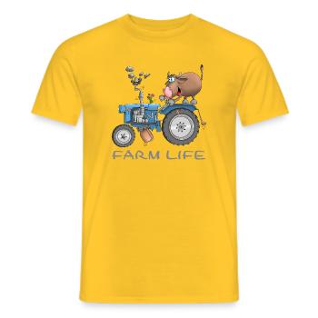 Ferme drôle - vie à la ferme - T-shirt homme - jaune - Devant - AI Model Male 178 dark (178cm)
