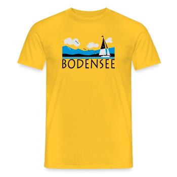 Segelboot am Blauwasser Bodensee - Männer T-Shirt - Gelb - Vorne - AI Model Male 178 dark (178cm)