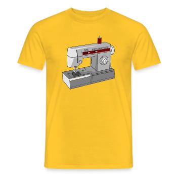 Illustration de machine à coudre sans couture - T-shirt homme - jaune - Devant - AI Model Male 178 dark (178cm)