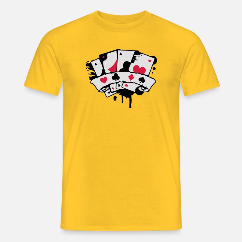 Carte da gioco e striscioni - T-shirt uomo - giallo