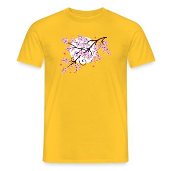 Kirschbaum Kirschblüten mit Herzen Sakura Frühling - Männer T-Shirt - Gelb - Vorne - AI Model Male 178 dark (178cm)