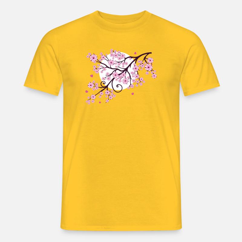 Kirschbaum Kirschblüten mit Herzen Sakura Frühling - Männer T-Shirt - Gelb