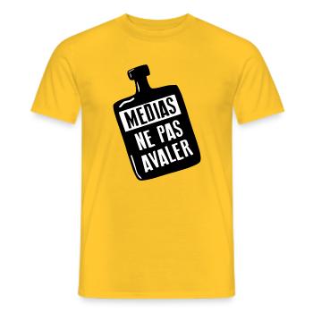 Médias : Ne Pas Avaler - T-shirt homme - jaune - Devant - AI Model Male 178 dark (178cm)