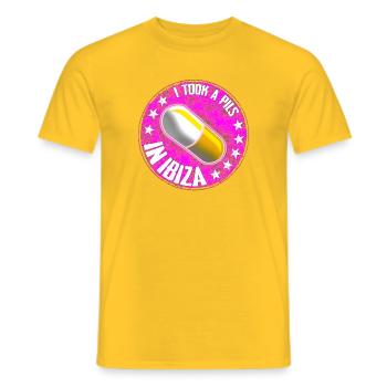 Affirmation humoristique de la pilule dans un style rétro - T-shirt homme - jaune - Devant - AI Model Male 178 dark (178cm)