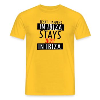 What Happens in Ibiza Stays Not in Ibiza - Männer T-Shirt - Gelb - Vorne - AI Model Male 178 dark (178cm)