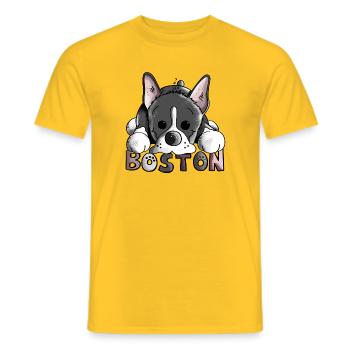 Brenda der Boston Terrier - Männer T-Shirt - Gelb - Vorne - AI Model Male 178 dark (178cm)