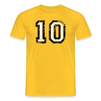 Zahl 10 (Vintage Weiß) 10. Geburtstag Nr. 10 - Männer T-Shirt - Gelb - Vorne - AI Model Male 178 dark (178cm)