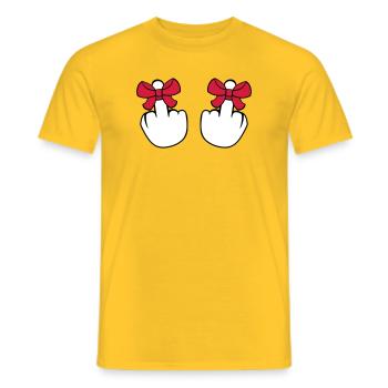 2 hands wanker middle finger show insulting fi - Men's T-Shirt - yellow - Front - AI Model Male 178 dark (178cm)