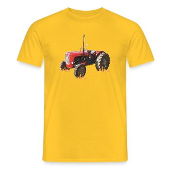 Feux d’artifice à tracteur à flammes - T-shirt homme - jaune - Devant - AI Model Male 178 dark (178cm)