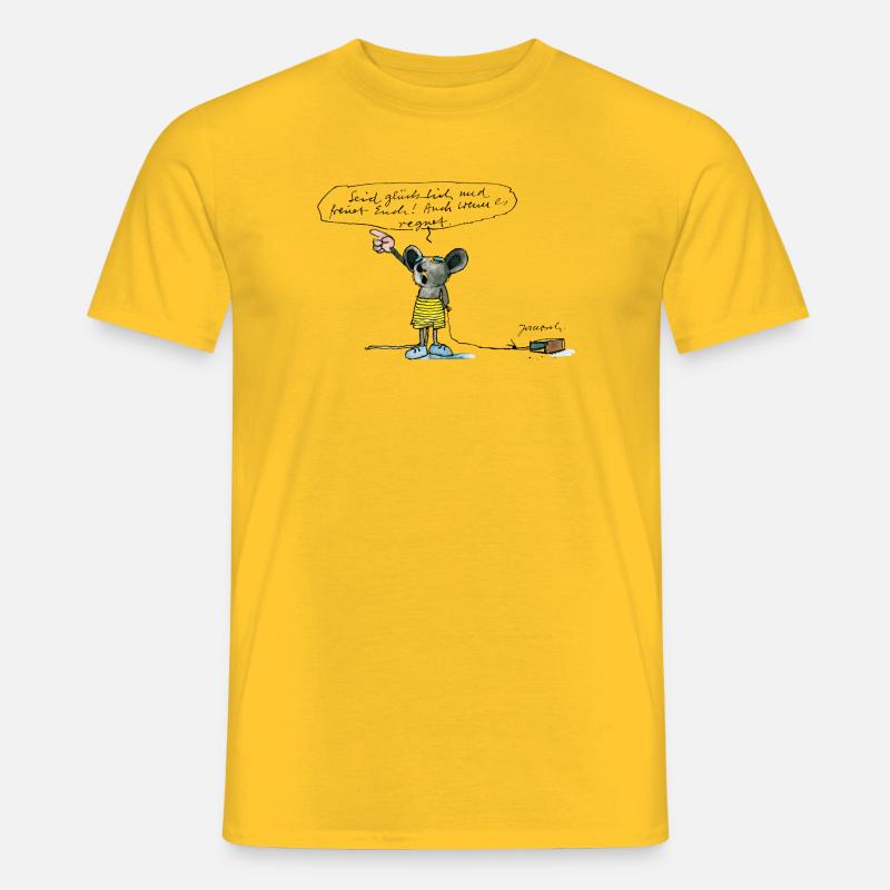 Janosch 'Seid Glücklich Und Freuet Euch!' - Männer T-Shirt - Gelb