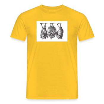 Vampire owl and bats - Men's T-Shirt - yellow - Front - AI Model Male 178 dark (178cm)