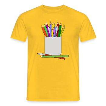 painters crayons artists - Men's T-Shirt - yellow - Front - AI Model Male 178 dark (178cm)