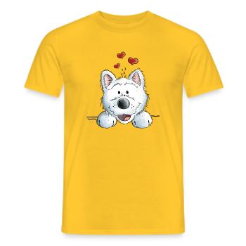 Verliebter Westie - Hund - Herz - Tier - Dog - Männer T-Shirt - Gelb - Vorne - AI Model Male 178 dark (178cm)