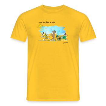 Janosch Tiger And Friends Life Is Beautiful - Men's T-Shirt - yellow - Front - AI Model Male 178 dark (178cm)