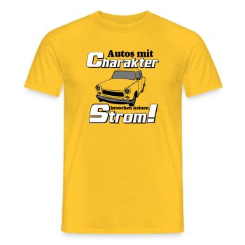  , DDR Kult , Strom und Charakter (25) - Männer T-Shirt - Gelb - Vorne - AI Model Male 178 dark (178cm)