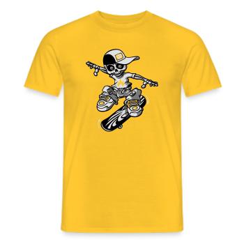 Skeleton and skateboard flex - Männer T-Shirt - Gelb - Vorne - AI Model Male 178 dark (178cm)