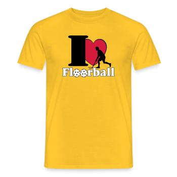 Floorball , Unihockey , Hockey , Fun I love.. - Männer T-Shirt - Gelb - Vorne - AI Model Male 178 dark (178cm)