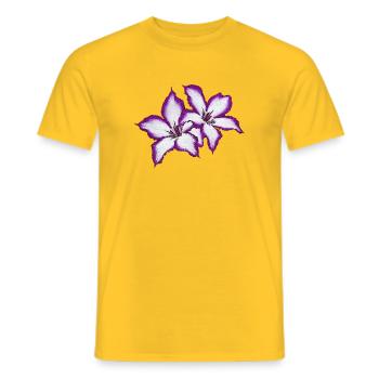 Toile fleurs rose et blanche, motifs printaniers femmes - T-shirt homme - jaune - Devant - AI Model Male 178 dark (178cm)