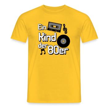 80s Party Retro Fun Shirt, un enfant des années 80(25) - T-shirt homme - jaune - Devant - AI Model Male 178 dark (178cm)