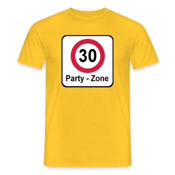 30.Geburtstag , Schild Party Zone (25) - Männer T-Shirt - Gelb - Vorne - AI Model Male 178 dark (178cm)