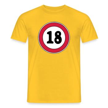 Signe du 18e anniversaire - T-shirt homme - jaune - Devant - AI Model Male 178 dark (178cm)