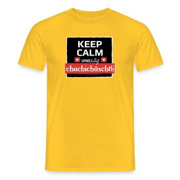 KeepCalm und Schweizerdeutsch - Männer T-Shirt - Gelb - Vorne - AI Model Male 178 dark (178cm)