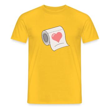 Rouleau de papier toilette avec coeur - T-shirt homme - jaune - Devant - AI Model Male 178 dark (178cm)