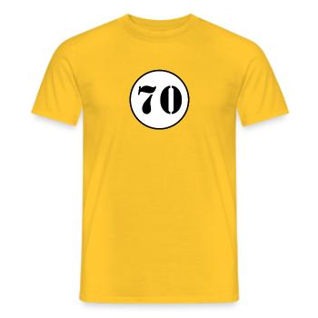 NUMÉRO 70 cadeau d'anniversaire de soixante-dix - T-shirt homme - jaune - Devant - AI Model Male 178 dark (178cm)