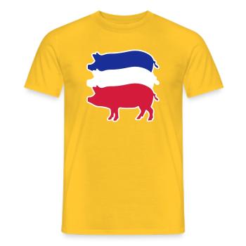 Dreikoloriges Schweinefleisch in Streifen - Männer T-Shirt - Gelb - Vorne - AI Model Male 178 dark (178cm)