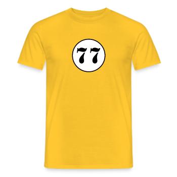NUMÉRO 77 soixante-dix-sept cadeau d'anniversaire - T-shirt homme - jaune - Devant - AI Model Male 178 dark (178cm)