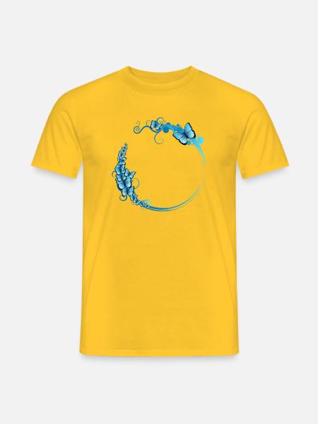 blauer Schmetterlings Rahmen für eigene Texte - Männer T-Shirt - Gelb