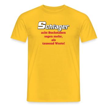 Schlager Party , Schlager Musik , Schlager Worte - Männer T-Shirt - Gelb - Vorne - AI Model Male 178 dark (178cm)