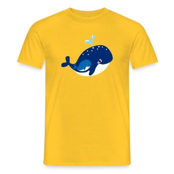 Small Whale with Mother Sea Motif - Men's T-Shirt - yellow - Front - AI Model Male 178 dark (178cm)