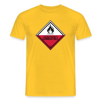 flamme danger inflammable humour ironie pompiers - T-shirt homme - jaune - Devant - AI Model Male 178 dark (178cm)