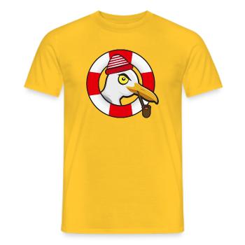 Cool seagull with hat pipe and lifebuoy - Men's T-Shirt - yellow - Front - AI Model Male 178 dark (178cm)