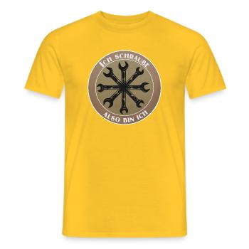 Ich schraube, also bin ich! - Männer T-Shirt - Gelb - Vorne - AI Model Male 178 dark (178cm)