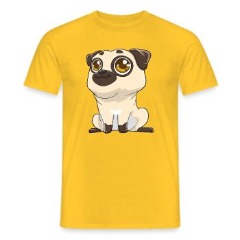 Cute pug with big eyes - Men's T-Shirt - yellow - Front - AI Model Male 178 dark (178cm)