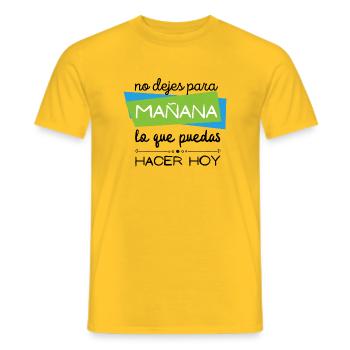 Ne pars pas pour demain ce que tu peux faire aujourd'hui - T-shirt homme - jaune - Devant - AI Model Male 178 dark (178cm)