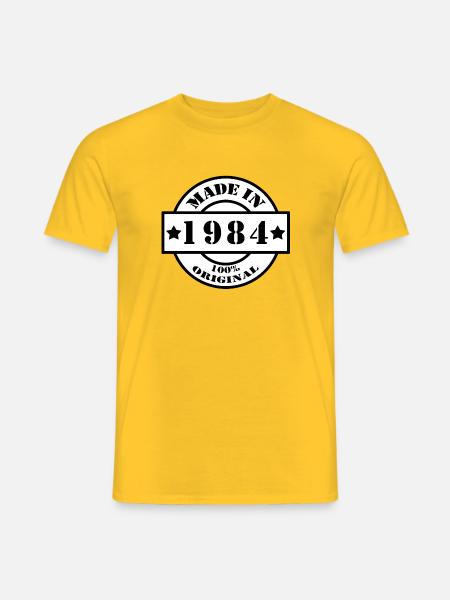 MADE IN 1984 Geburtsjahr Baujahr Jahrgang Geschenk - Männer T-Shirt - Gelb