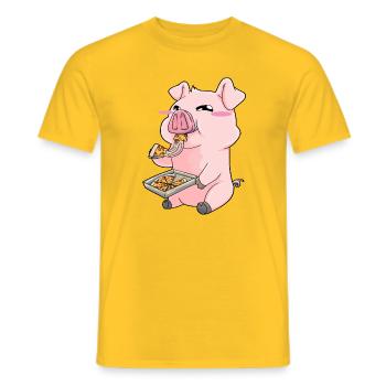 Pig Pizza Kawaii Sweet - Men's T-Shirt - yellow - Front - AI Model Male 178 dark (178cm)
