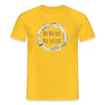 No Nature No Future Feathers - Men's T-Shirt - yellow - Front - AI Model Male 178 dark (178cm)