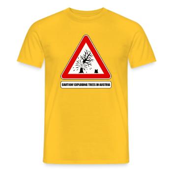 arbres qui explosent,  exploding trees Austria - T-shirt homme - jaune - Devant - AI Model Male 178 dark (178cm)