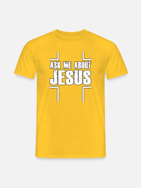 Ask Me About Jesus Cross Design - Men's T-Shirt - yellow