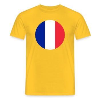 runde Aufkleber Flagge von Frankreich Aufkleber Frankreich - Männer T-Shirt - Gelb - Vorne - AI Model Male 178 dark (178cm)