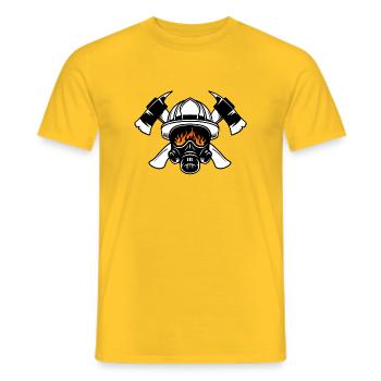 Hache de pompier croisée avec protection respiratoire - T-shirt homme - jaune - Devant - AI Model Male 178 dark (178cm)