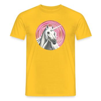 Unicorn of love - Sonja Ariel von Staden - Men's T-Shirt - yellow - Front - AI Model Male 178 dark (178cm)