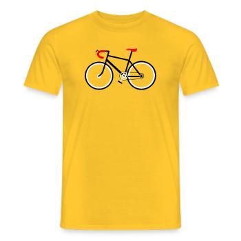 Nouveau vélo avec volant sport rouge et selle sport pour - T-shirt homme - jaune - Devant - AI Model Male 178 dark (178cm)