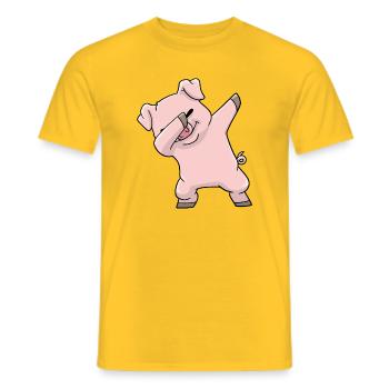 Pig Kawaii Dabbing - Men's T-Shirt - yellow - Front - AI Model Male 178 dark (178cm)